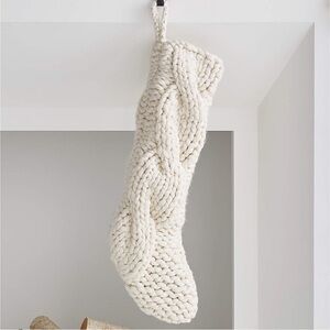 Set of 2 Crate & Barrel Cozy Cable Knit Stockings Ivory 27x7